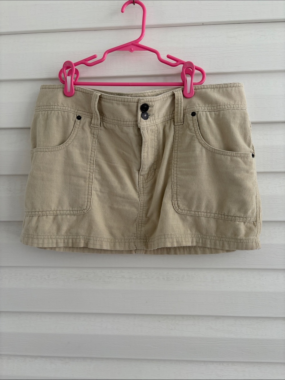 Abercrombie & Fitch Vintage Tan Corduroy Micro Skirt Utility Cargo Y2K Cotton
